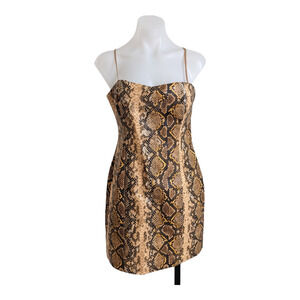 LIKELY Size 8 Faux Leather Hayley Mini Sheath Dress Yellow Python Snake Skin